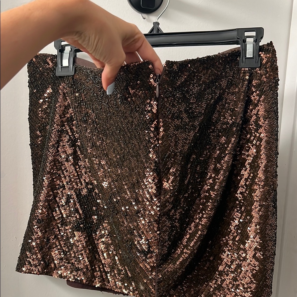 Haute Hippie Brown Sequin Bubble Mini Skirt 100% silk - Picture 5 of 5